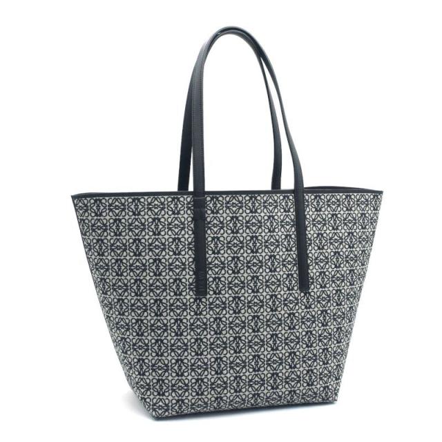 ロエベ トートバッグ B533Z73X08 リピートアナグラムジャガード ネイビー ブラック ベージュ 肩掛けバッグ 肩掛けトート 中古 送料無料