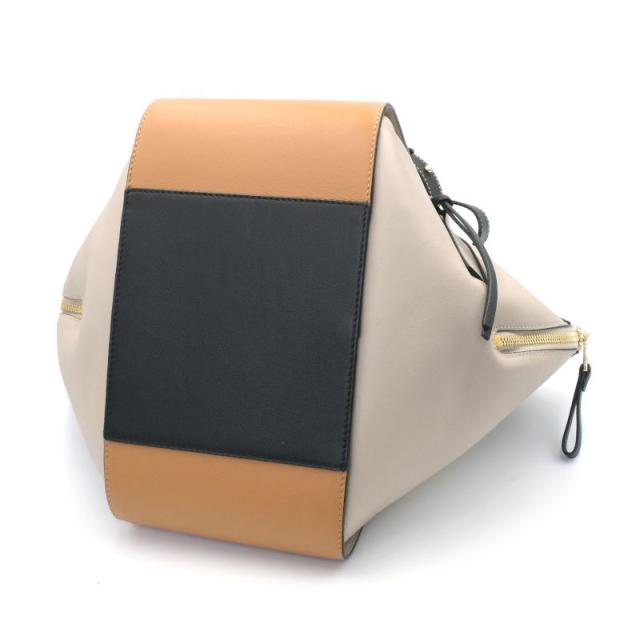 ロエベ ハンモックバッグ スモール 387.30PS35 カーフレザー ベージュ ブラウン ブラック ショルダーバッグ ハンドバッグ 中古 送料無料