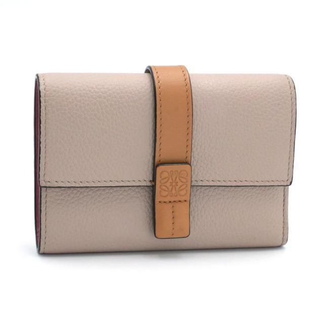 ロエベ バーティカルウォレットスモール C660S86X01 ソフトグレインカーフ ライトオーツ ハニー 3つ折り財布 三つ折り財布 中古 送料無料