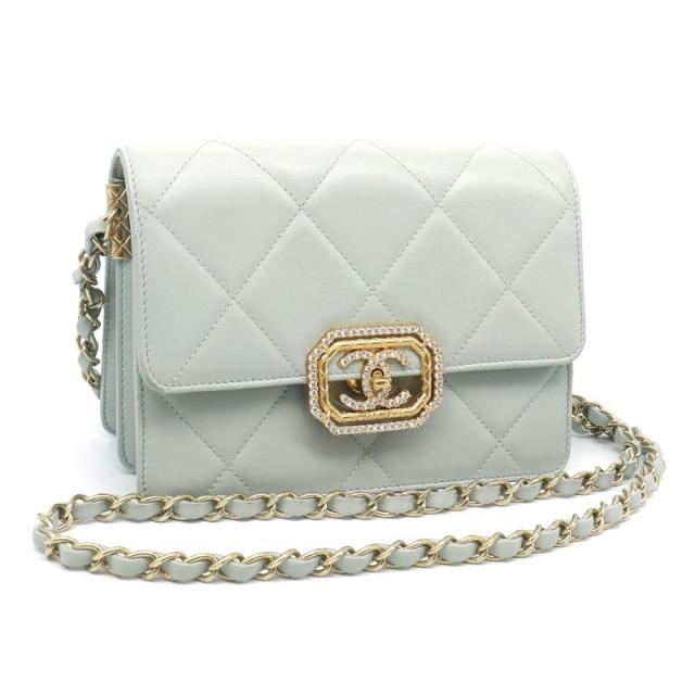シャネル マトラッセ チェーンショルダーバッグ ランダム番 AS3720 カーフレザー ライトグレー CCマーク ゴールド金具 灰色 中古 送料無料