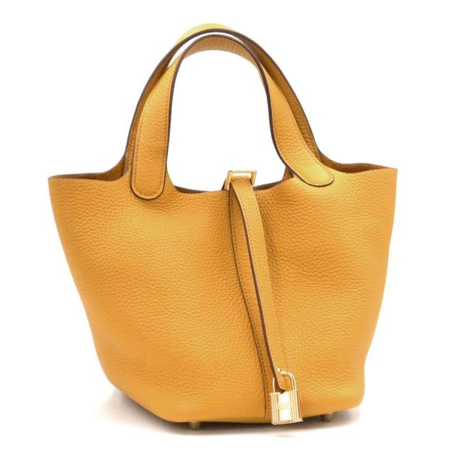 エルメス ピコタンロックPM Y刻印 2020年製 トリヨンクレマンス ジョーヌアンブル ハンドバッグ 手提げバッグ イエロー 黄色 中古 送料無料