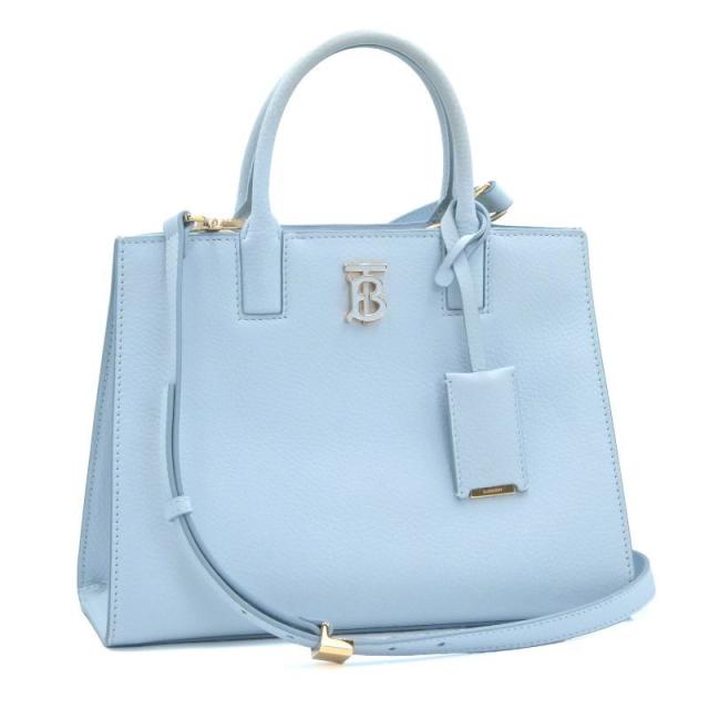 バーバリー ミニフランシス レザー スカイブルー トートバッグ ハンドバッグ ショルダーバッグ 2way TBロゴ 水色 肩掛け 中古 送料無料