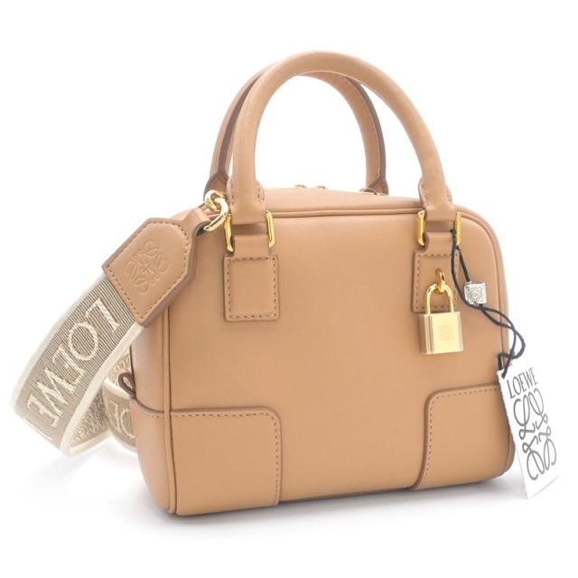 ロエベ アマソナ16スクエア A039N21X01 2586 レザー ブラウン アナグラム ハンドバッグ ショルダーバッグ 2wayバッグ 中古 送料無料