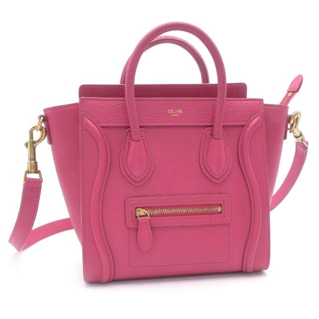 セリーヌ ラゲージナノ 189243DRU.24PI レザー ピンク ショルダーバッグ ハンドバッグ クロスボディバッグ 2WAY 中古 送料無料