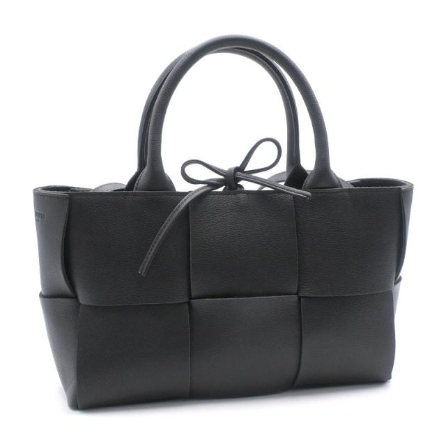 ボッテガヴェネタ ミニアルコトート レザー ブラック マキシイントレチャート ショルダーバッグ ハンドバッグ 2WAY 黒 中古 送料無料