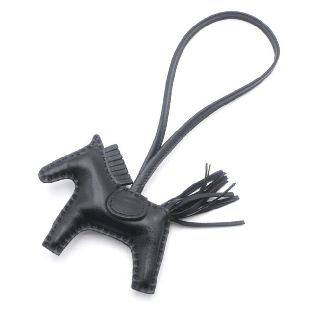 エルメス ロデオPM Z刻印 2021年製 アニョーミロ ソーブラック バッグチャーム キーホルダー 馬 ホース オールブラック 黒 中古 送料無料