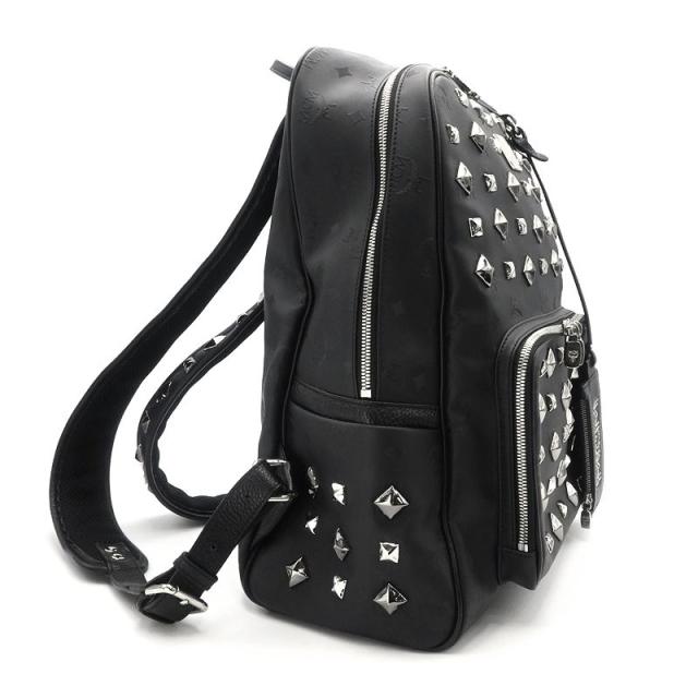 エムシーエム MCM バックパック MMK1SVH01BK001 PVC レザー ブラック スタッズ ヴィセトス柄 リュックサック 黒 中古 送料無料_1