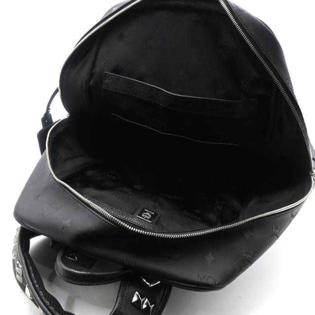 エムシーエム MCM バックパック MMK1SVH01BK001 PVC レザー ブラック スタッズ ヴィセトス柄 リュックサック 黒 中古 送料無料_4