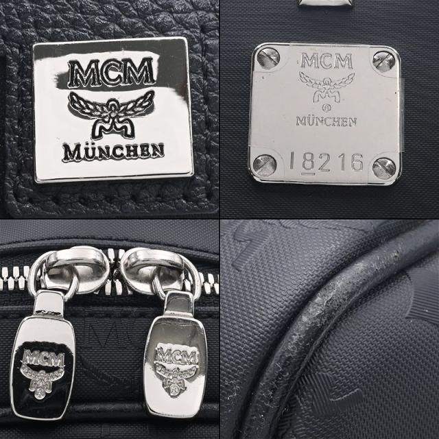 エムシーエム MCM バックパック MMK1SVH01BK001 PVC レザー ブラック スタッズ ヴィセトス柄 リュックサック 黒 中古 送料無料_5