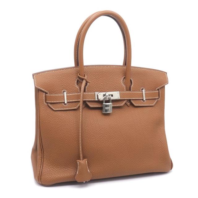 エルメス バーキン30 □J刻印 2006年製 トゴ ゴールド シルバー金具 内縫い ハンドバッグ スターマーク ブラウン 茶色 30cm 中古 送料無料
