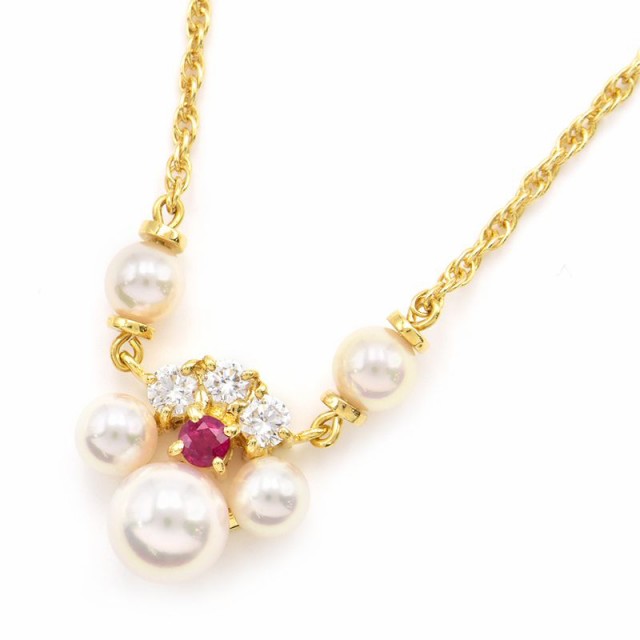 MIKIMOTO アコヤパール 真珠  ルビー ダイヤモンド ネックレス K18YG レディースネックレス素材