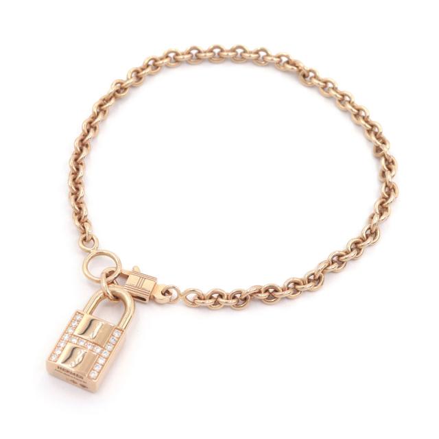 エルメス ケリーカデナブレスレット SHサイズ K18PG ダイヤモンド 新品仕上済 カデナモチーフ ピンクゴールド 15.5cm 中古 送料無料