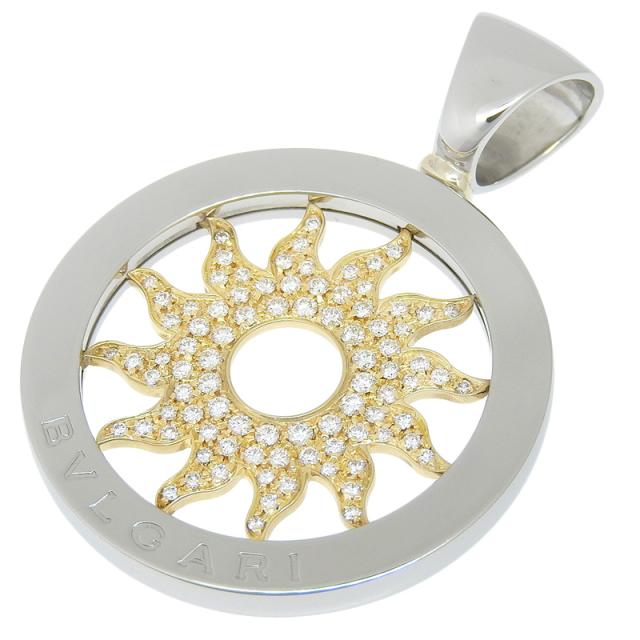 ブルガリ トンドサンペンダントトップ パヴェダイヤモンド K18 SS 新品仕上済 ゴールド ステンレス ネックレストップ 中古 送料無料の通販は