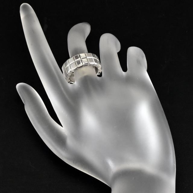 ショパール アイスキューブリング 82/3795 12号 K18WG 2列 スクエア 幅太 幅広 ホワイトゴールド 地金11.6g 中古 送料無料の通販は