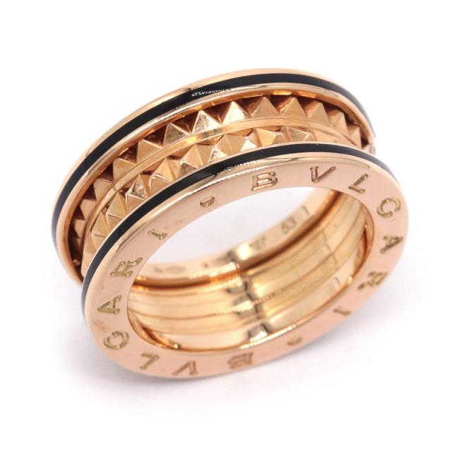 ブルガリ ビー・ゼロワンロックリング 2バンド 358015 #53 12.5号 K18PG ブラックセラミック B-ZERO1 金無垢 ピンクゴールド 中古 送料無料の通販は