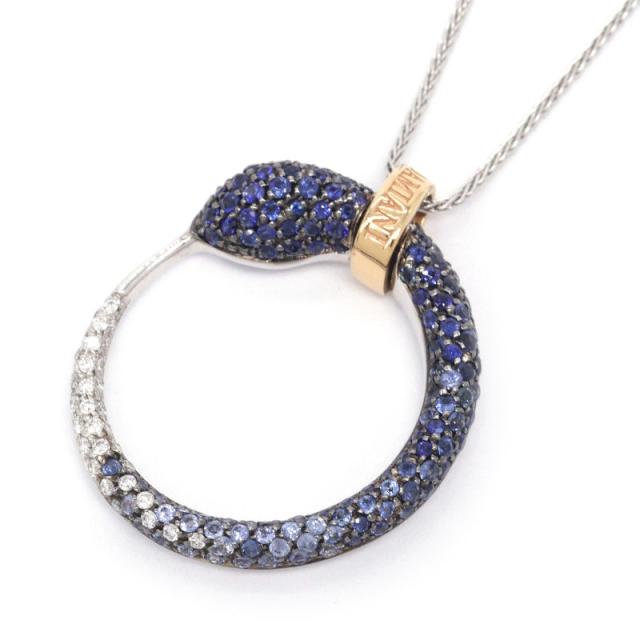 ダミアーニ インフィニートスネークネックレス K18WG K18PG サファイア ダイヤモンド 蛇モチーフ グラデーションサファイア 中古 送料無料の通販は 188,650円