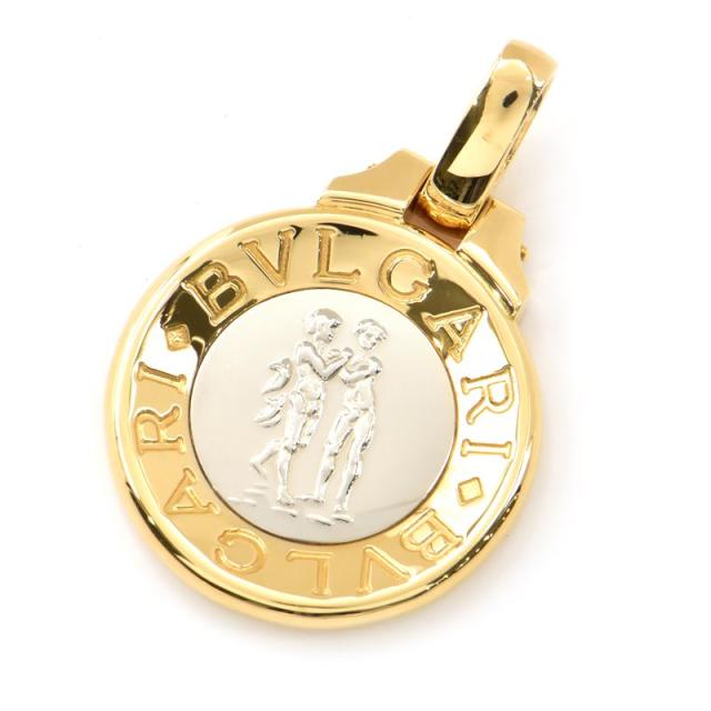 ブルガリ ホロスコープペンダントトップ K18YG K18WG 双子座 ふたご座 サークル イエローゴールド ホワイトゴールド 18.2g 中古 送料無料