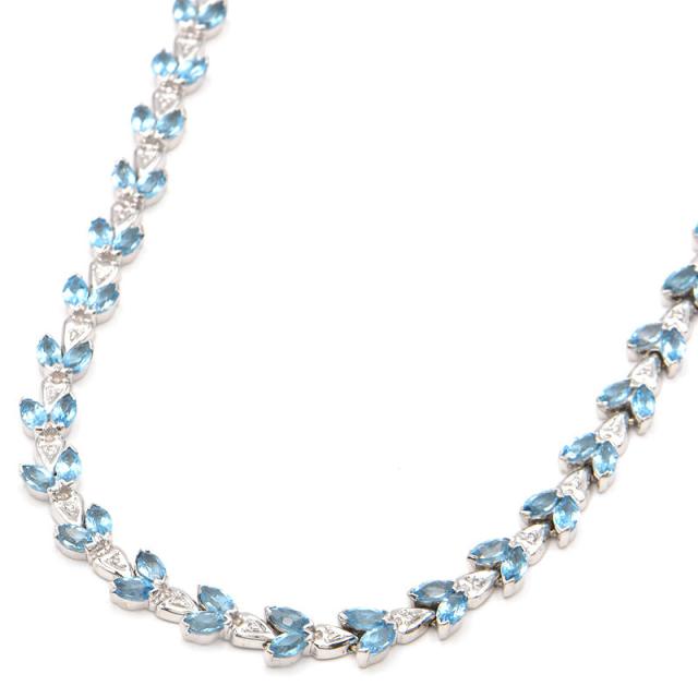 合計17.5ct天然ブルートパーズネックレス K18WG 合計0.23ct天然ダイヤ 青 水色 マーキスカット ホワイトゴールド 地金24.2g 中古 送料無料の通販は