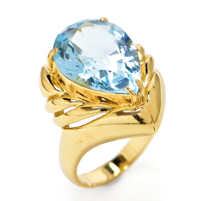 K18 YG イエローゴールド ブルートパーズ リング 11号