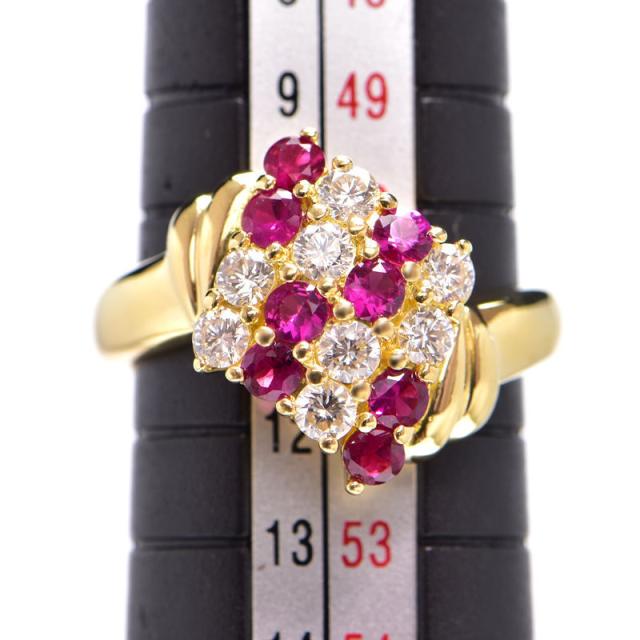 K18 天然ルビー ダイヤモンド 0.42ct リング 約17号 4.4g