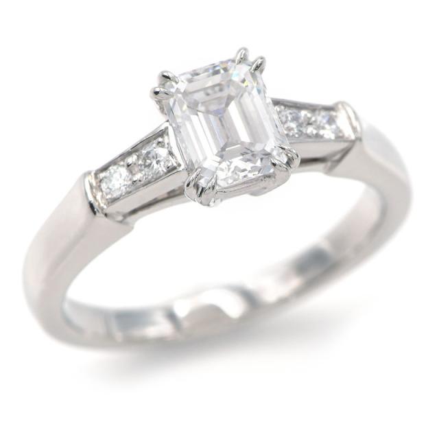 ハリーウィンストン Eカラー/VVS-2/0.75ctダイヤモンド エメラルドカット トリストリング 8号 RGDPEC007TST Pt950 プラチナ 中古 送料無料の通販は 321,750円