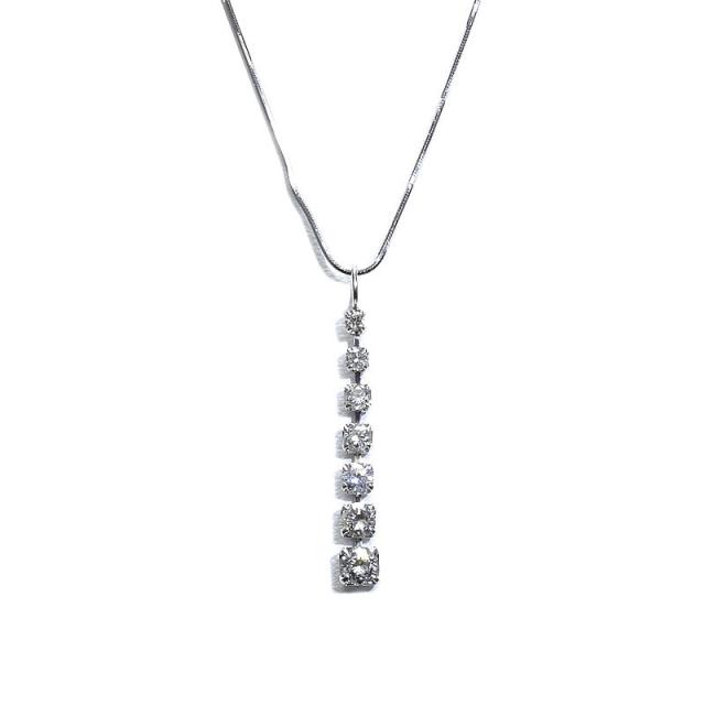 合計0.5ct天然ダイヤモンドネックレス K18WG ペンダント 揺れる ストレートライン サイズグラデーション ホワイトゴールド 中古 送料無料の通販は