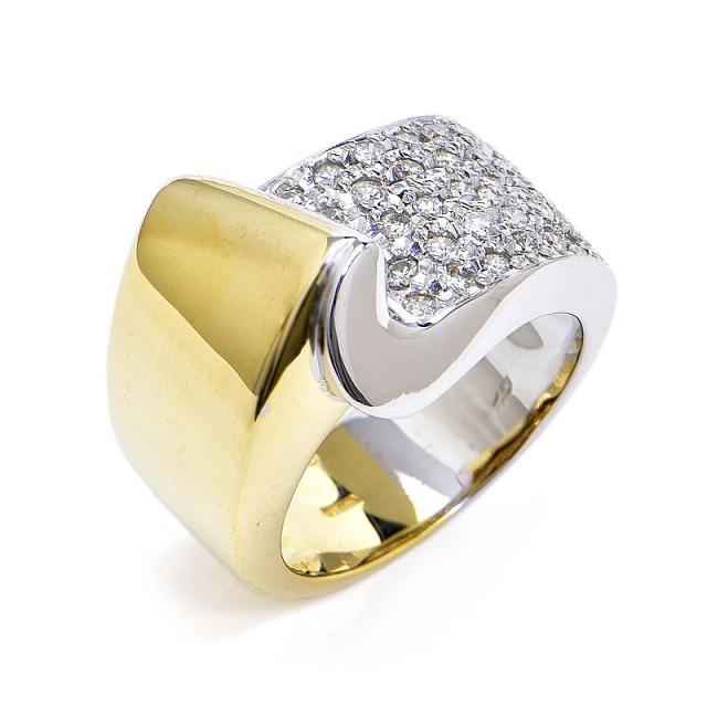 合計0.569ct天然ダイヤモンドリング 12号 K18YG K18WG 仕上済 重なり合う コンビ パヴェダイヤ イエローゴールド 地金13.2g 中古 送料無料の通販は 107,690円