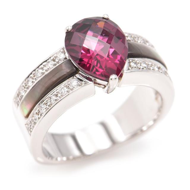 タサキ 2.67ctロードライトガーネットリング 12.5号 K18WG 合計0.19ct  