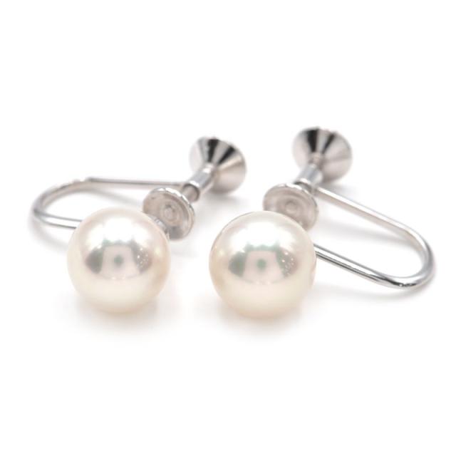 ミキモト 約7mmパールイヤリング K18WG あこやパール アコヤ真珠 一粒パール ネジ式イヤリング ホワイトゴールド 地金1.2g 中古 送料無料の通販は
