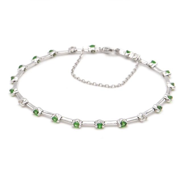 新品 K18WGホワイトゴールド天然エメラルドダイアモンドブレスレット