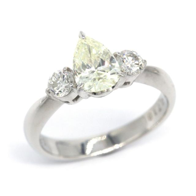 ペアシェイプカット コンビ 一粒天然ダイヤモンドリング プラチナ900