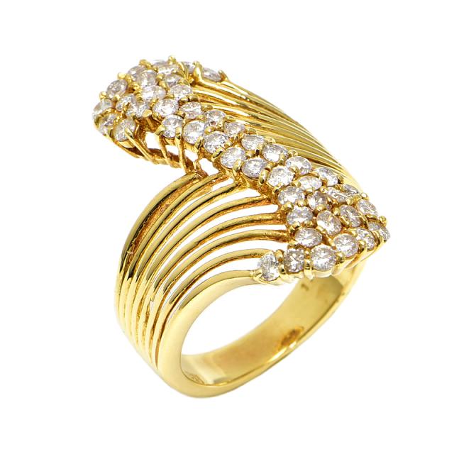 合計1.10ct天然ダイヤリング 12号 K18YG イエローゴールド 幅広 繊細  