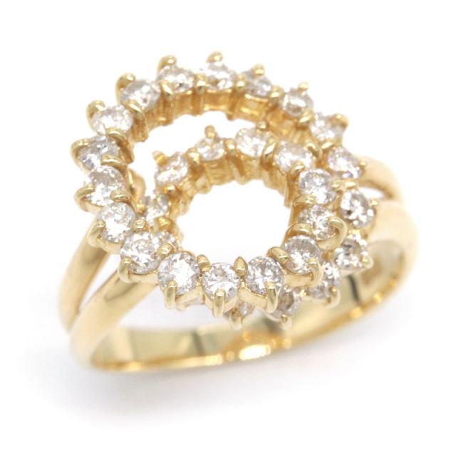 合計1.00ct天然ダイヤモンドリング 12号 K18YG 螺旋デザイン らせん 渦