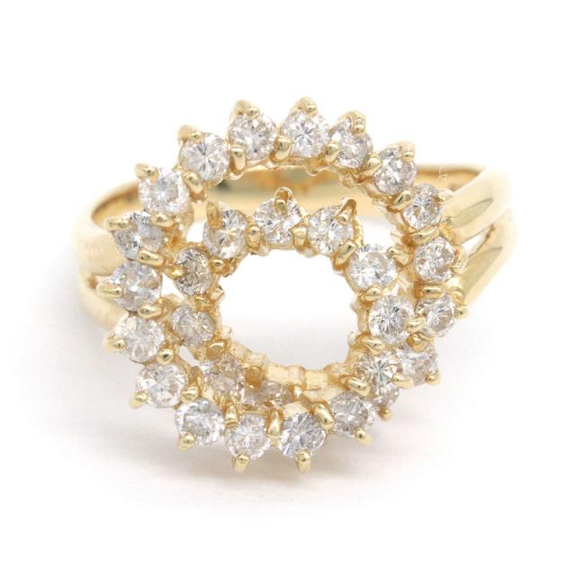 合計1.00ct天然ダイヤモンドリング 12号 K18YG 螺旋デザイン らせん 渦