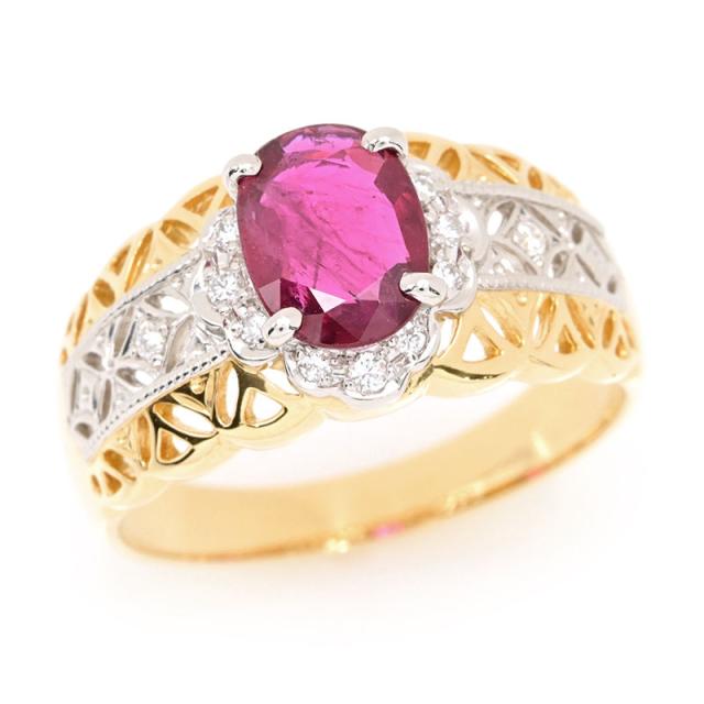 天然ルビーリング ルビー PT900 天然 新品 リング 最高級 レッド jewel