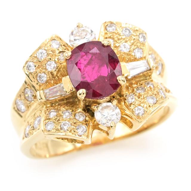 k18リング 赤いオーバルカット 赤色オーバルカットリングK18