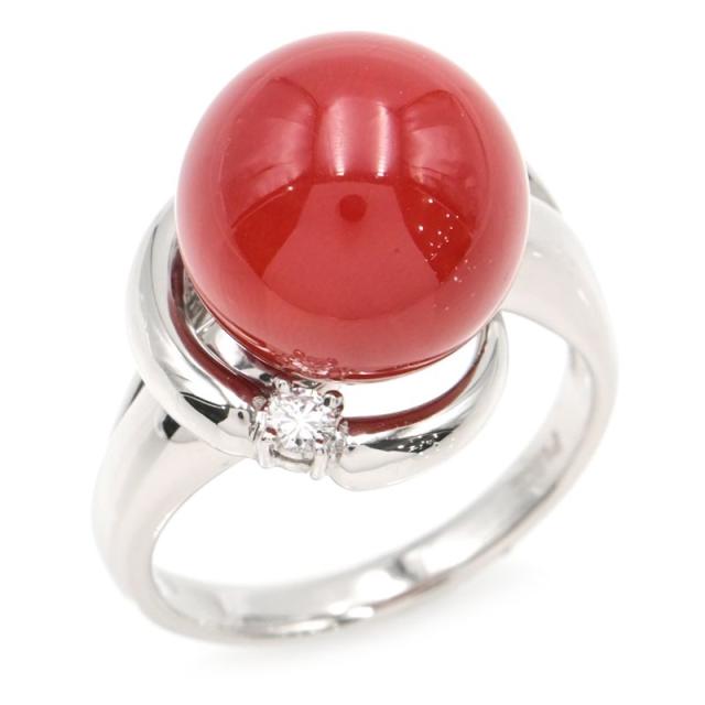 K18 天然サンゴ リング 約13号 4.4g K18 血赤珊瑚 リング 14号