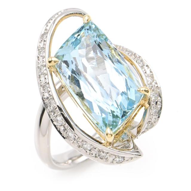 4℃ Pt950 天然アクアマリン リング【鑑別書付】8号 2.42g pt950 天然