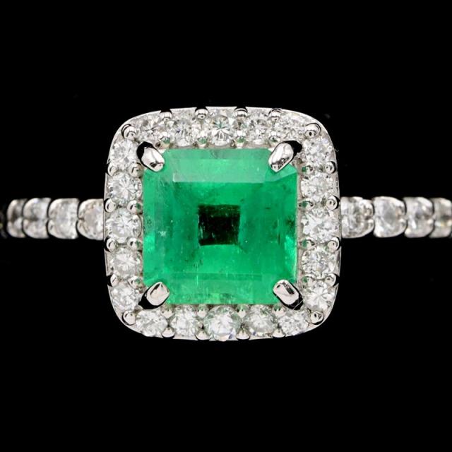 天然ダイヤモンド リング エメラルドカット 計0.698ct ダイヤモンド K18リング(0.3カラット/Dカラー/VVS1/エメラルド