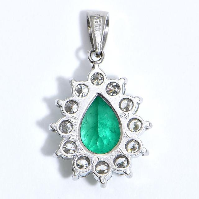 PT900 /ネックレストップ 】 ダイヤモンド 0.24ct 緑石