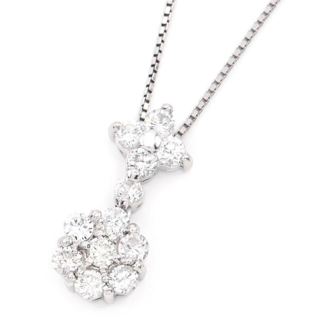 pt900 1.0ct フラワー ダイヤモンド ネックレス ジュエリー ダイヤ ペンダント プラチナ 花 1ct pt900 1カラット ダイア 3連 4月 誕生石 送料無料 GUPD917