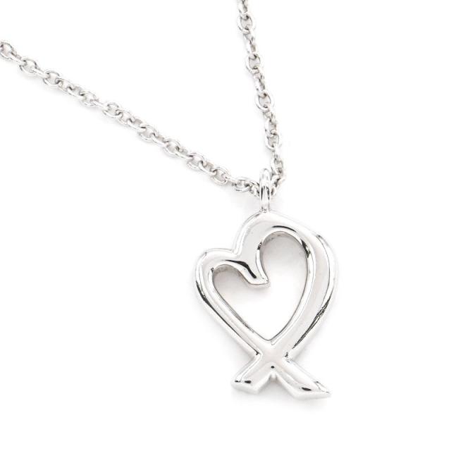 ティファニーラビングハートネックレスダイヤk18wg ホワイトゴールド