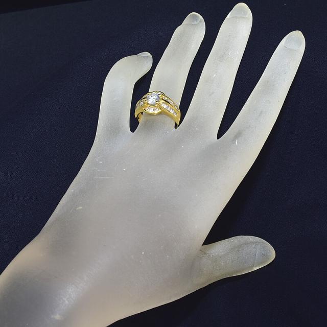 0.69ct天然ダイヤモンドリング 11号 K18YG ダイヤリング 2列 レール  