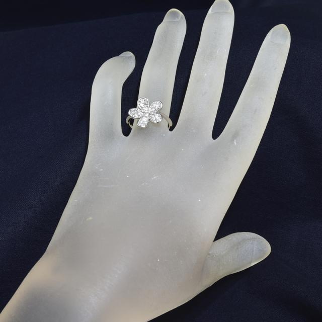 K18 750 フラワーモチーフ リング 天然ダイヤモンド0.5C 11号