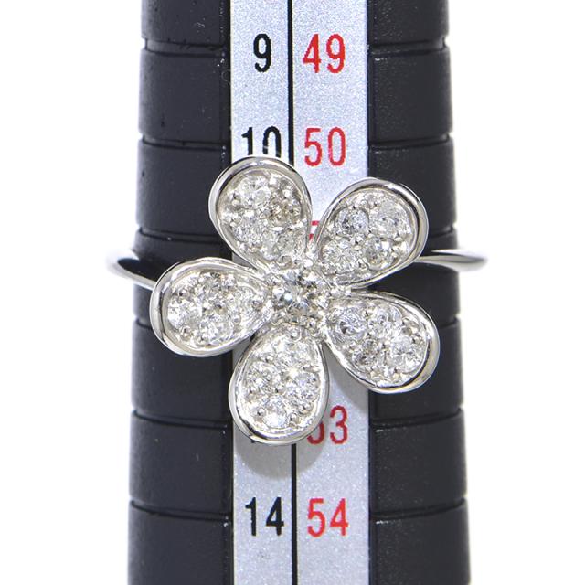 K18 750 フラワーモチーフ リング 天然ダイヤモンド0.5C 11号