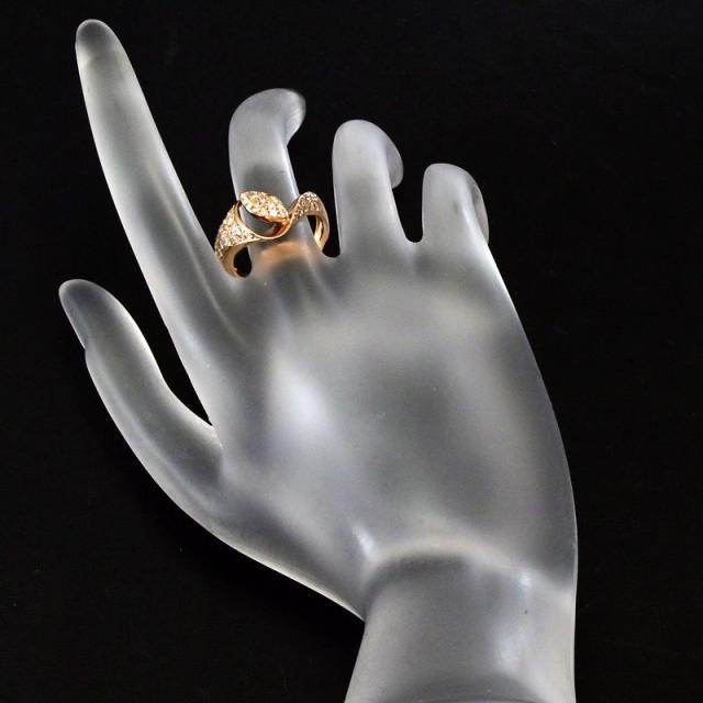 合計0.66ct天然ダイヤモンドリング 12号 K18PG パヴェダイヤ ウェーブ  