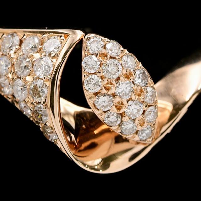 合計0.66ct天然ダイヤモンドリング 12号 K18PG パヴェダイヤ ウェーブ  