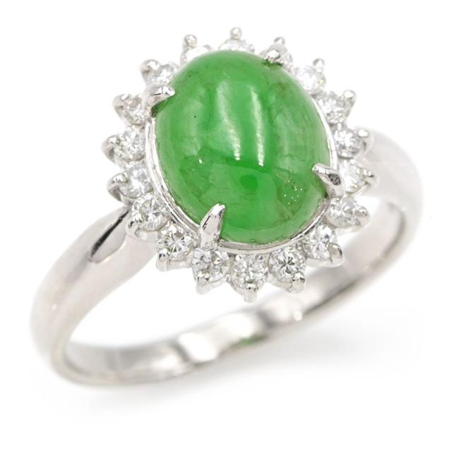 天然翡翠 ダイヤリング 本日限定価格】14k 翡翠リング 鑑定書あり 天然