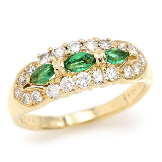 K18 ブルー石 マーキスカット デザインリング 約7g 18金 指輪 0.35ct