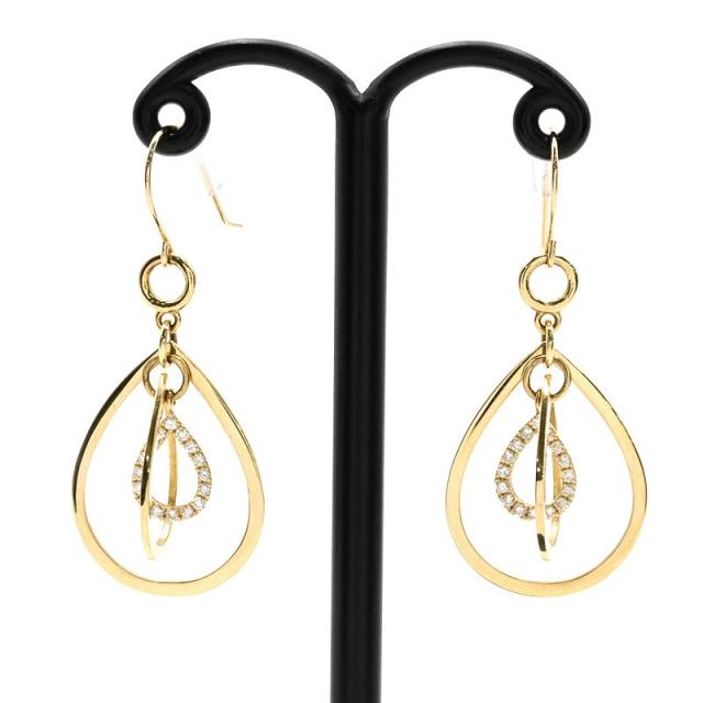 K18YG 天然ダイヤモンド ピアス(両耳用) K18YG 天然ダイヤモンドピアス（両耳）